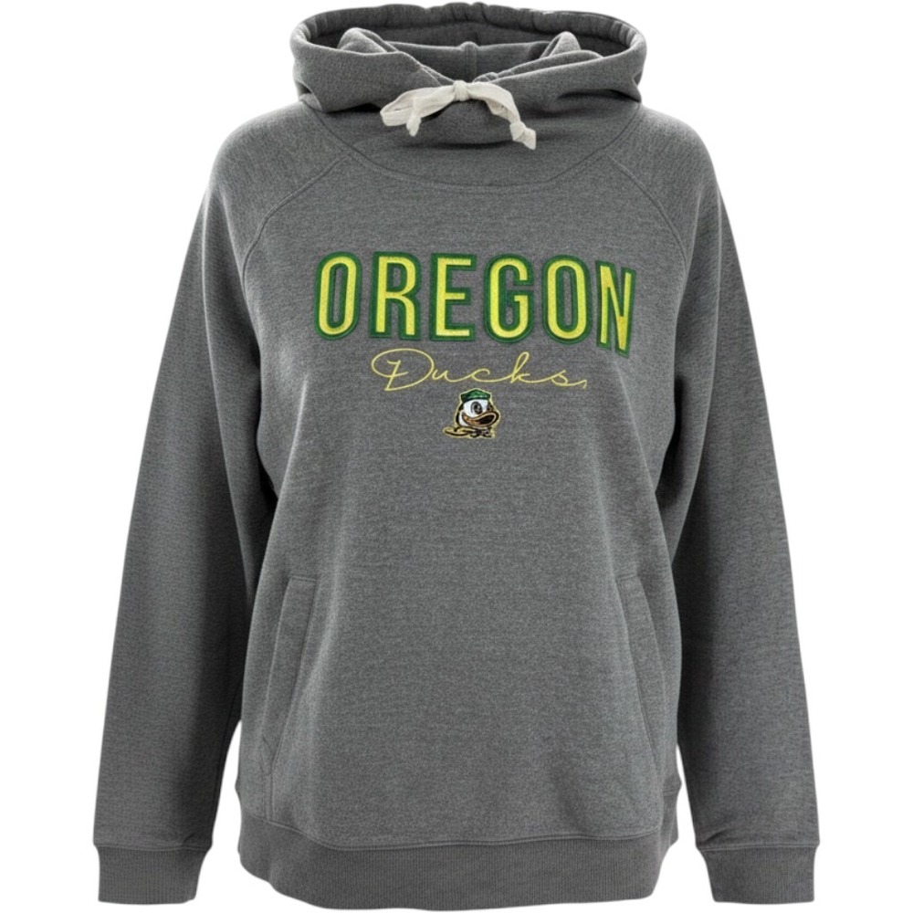 Captivating University Oregon Ducks Hoodie Sweatshirt Grey Fleece Womens XL NEW